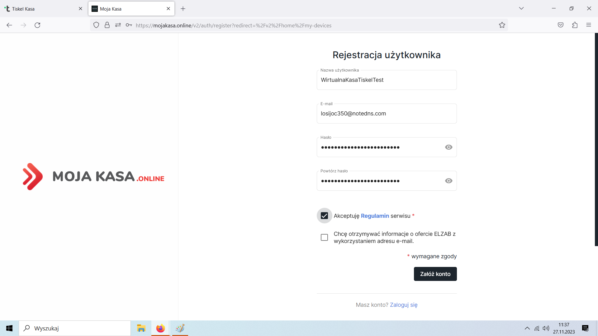Rejestracja w portalu Moja Kasa Online